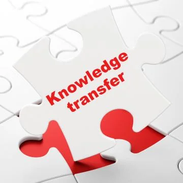 Studying concept: Knowledge Transfer on puzzle background Stock Illustration