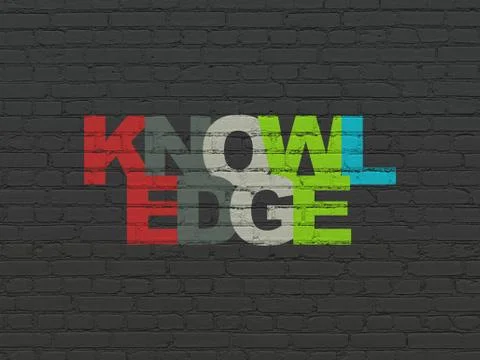 Studying concept: Knowledge on wall background Stock Illustration