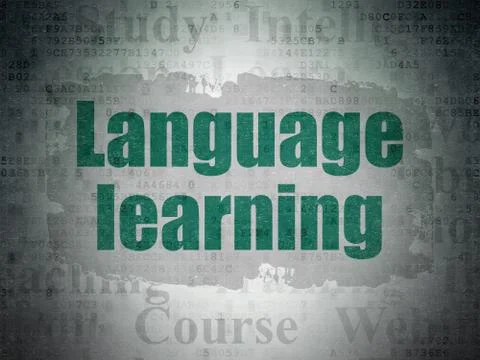 Studying concept: Language Learning on Digital Data Paper background 스톡 일러스트