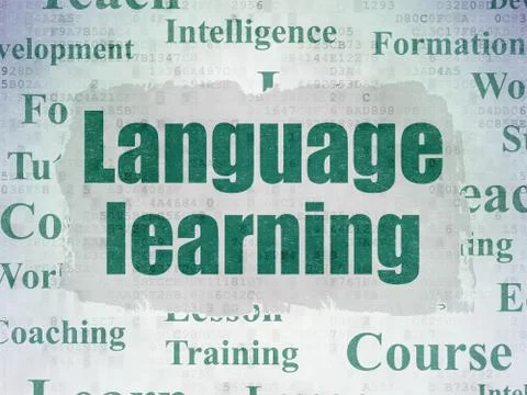 Studying concept: Language Learning on Digital Data Paper background 스톡 일러스트