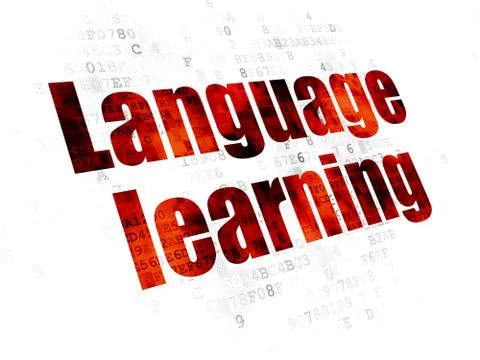 Studying concept: Language Learning on Digital background Stock Illustration