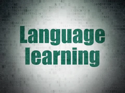 Studying concept: Language Learning on Digital Data Paper background Stock Illustration