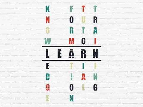 Studying concept: Learn in Crossword Puzzle Illustrazione stock