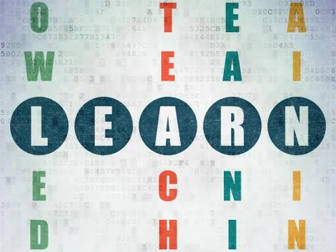 Studying concept: Learn in Crossword Puzzle Illustrazione stock