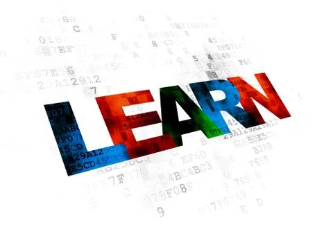 Studying concept: Learn on Digital background 库存插图
