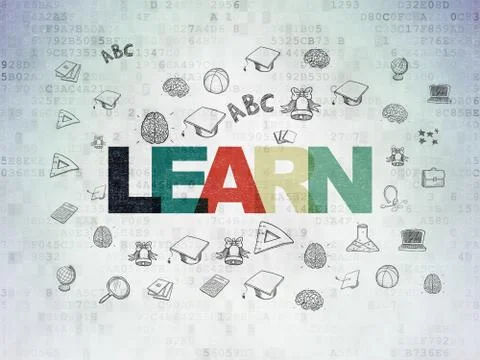 Studying concept: Learn on Digital Data Paper background Stockillustratie