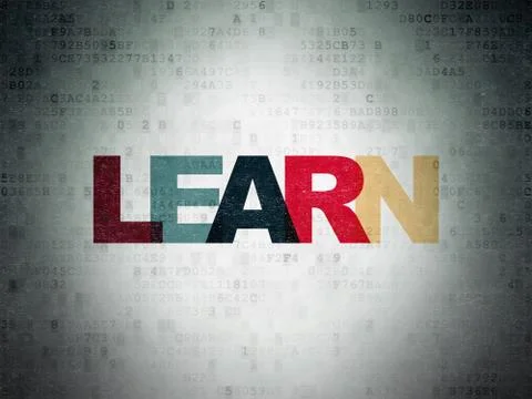 Studying concept: Learn on Digital Data Paper background Stock Illustration