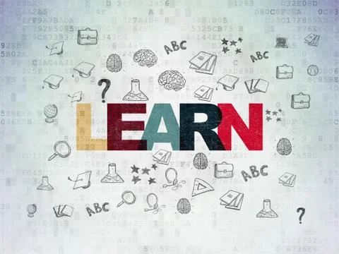 Studying concept: Learn on Digital Data Paper background Stock Illustration