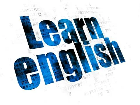 Studying concept: Learn English on Digital background Иллюстрация