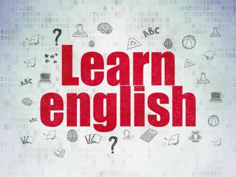 Studying concept: Learn English on Digital Paper background Иллюстрация
