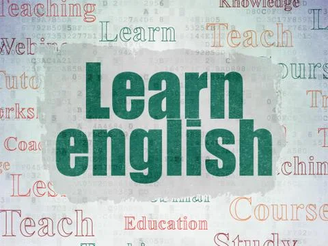 Studying concept: Learn English on Digital Data Paper background Stockillustratie