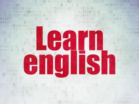 Studying concept: Learn English on Digital Data Paper background 스톡 일러스트