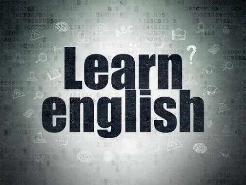 Studying concept: Learn English on Digital Data Paper background イラスト素材