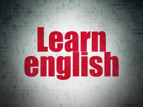 Studying concept: Learn English on Digital Data Paper background 스톡 일러스트