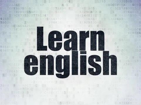 Studying concept: Learn English on Digital Data Paper background Stock Illustration