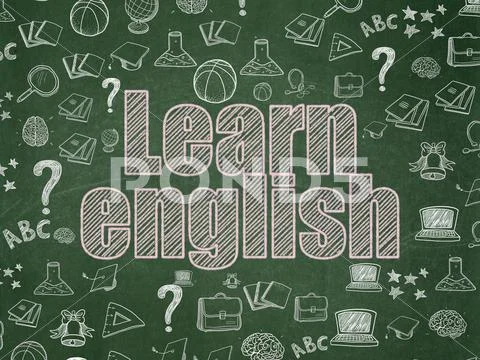 Studying Concept: Learn English On School Board Background