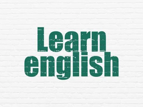 Studying concept: Learn English on wall background Stock Illustration