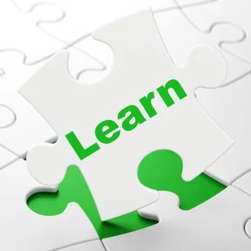 Studying concept: Learn on puzzle background Stockillustratie