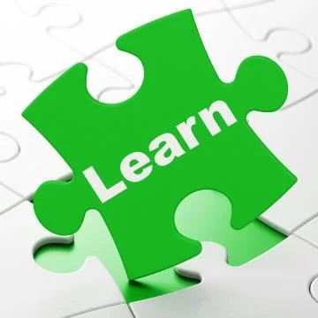 Studying concept: Learn on puzzle background Illustrazione stock