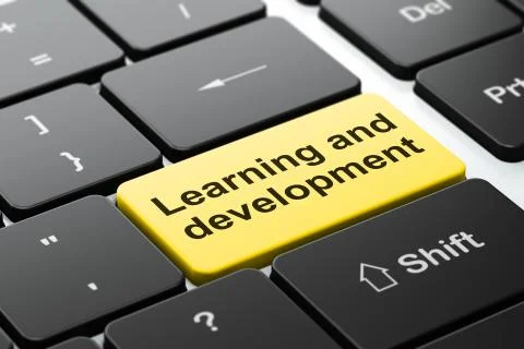 Studying concept: Learning And Development on computer keyboard background Stock Illustration