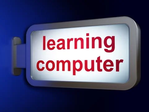 Studying concept: Learning Computer on billboard background Stock Illustration