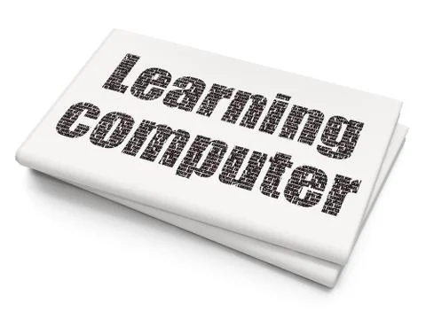 Studying concept: Learning Computer on Blank Newspaper background Stock Illustration