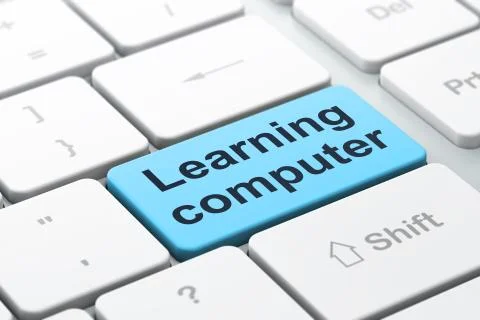 Studying concept: Learning Computer on computer keyboard background Stock Illustration