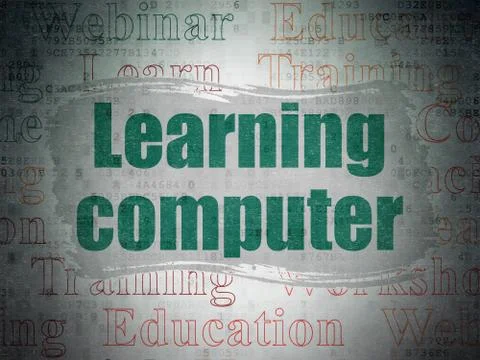 Studying concept: Learning Computer on Digital Paper background Illustrazione stock