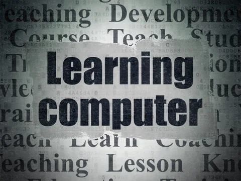 Studying concept: Learning Computer on Digital Paper background Stockillustratie