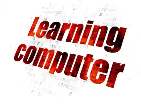Studying concept: Learning Computer on Digital background Stock Illustration