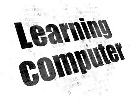 Studying concept: Learning Computer on Digital background Stock Illustration