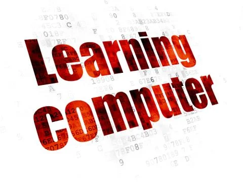 Studying concept: Learning Computer on Digital background 스톡 일러스트