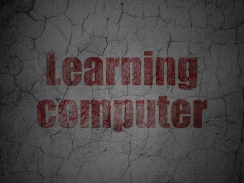 Studying concept: Learning Computer on grunge wall background Stock Illustration