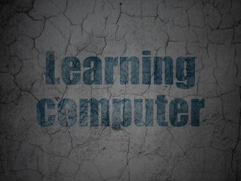 Studying concept: Learning Computer on grunge wall background Stock Illustration