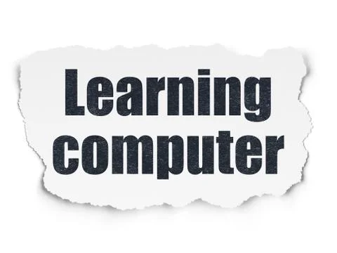 Studying concept: Learning Computer on Torn Paper background Stock Illustration