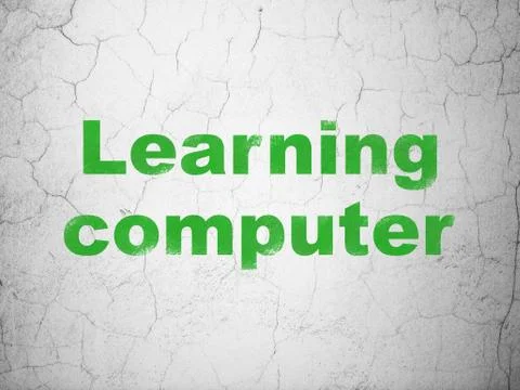 Studying concept: Learning Computer on wall background Stock Illustration