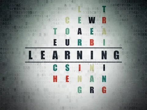 Studying concept: Learning in Crossword Puzzle Illustrazione stock