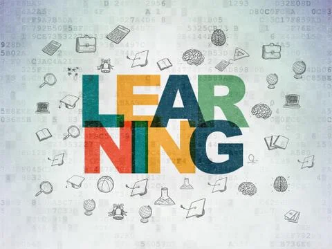 Studying concept: Learning on Digital Data Paper background Illustrazione stock