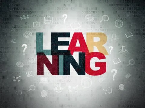 Studying concept: Learning on Digital Data Paper background Illustrazione stock