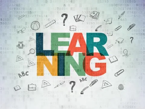 Studying concept: Learning on Digital Paper background 库存插图
