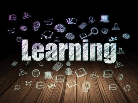 Studying concept: Learning in grunge dark room Stock Illustration