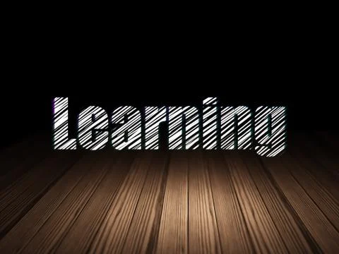 Studying concept: Learning in grunge dark room Stock Illustration