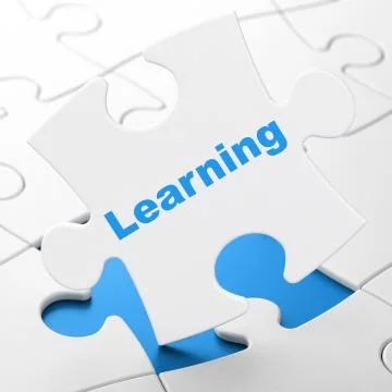 Studying concept: Learning on puzzle background Illustrazione stock