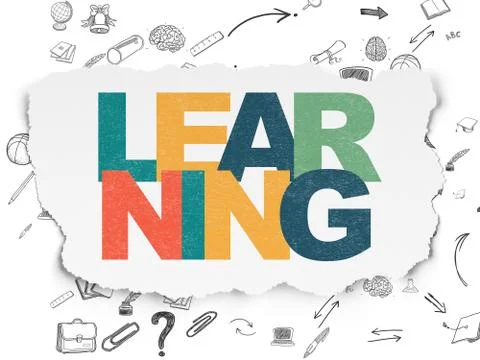 Studying concept: Learning on Torn Paper background Illustrazione stock