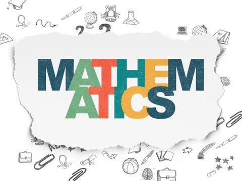 Studying concept: Mathematics on Torn Paper background Stock Illustration