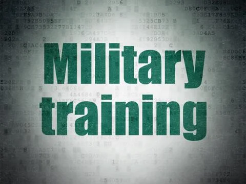 Studying concept: Military Training on Digital Paper background 库存插图