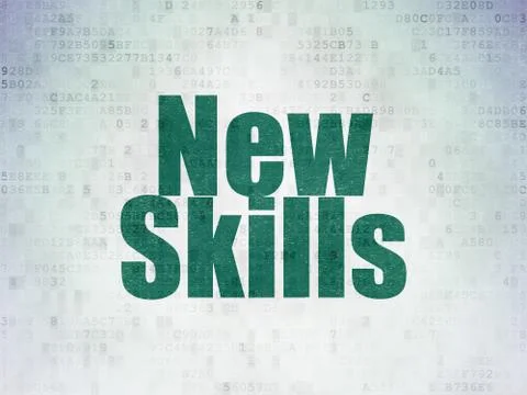 Studying concept: New Skills on Digital Data Paper background 스톡 일러스트