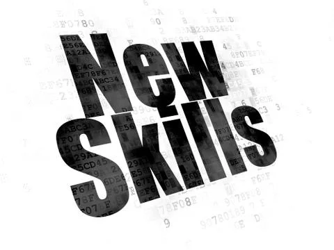 Studying concept: New Skills on Digital background Stock Illustration
