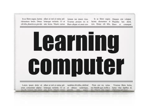 Studying concept: newspaper headline Learning Computer Illustrazione stock
