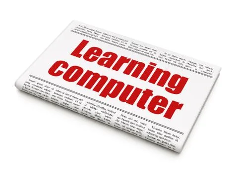 Studying concept: newspaper headline Learning Computer 스톡 일러스트